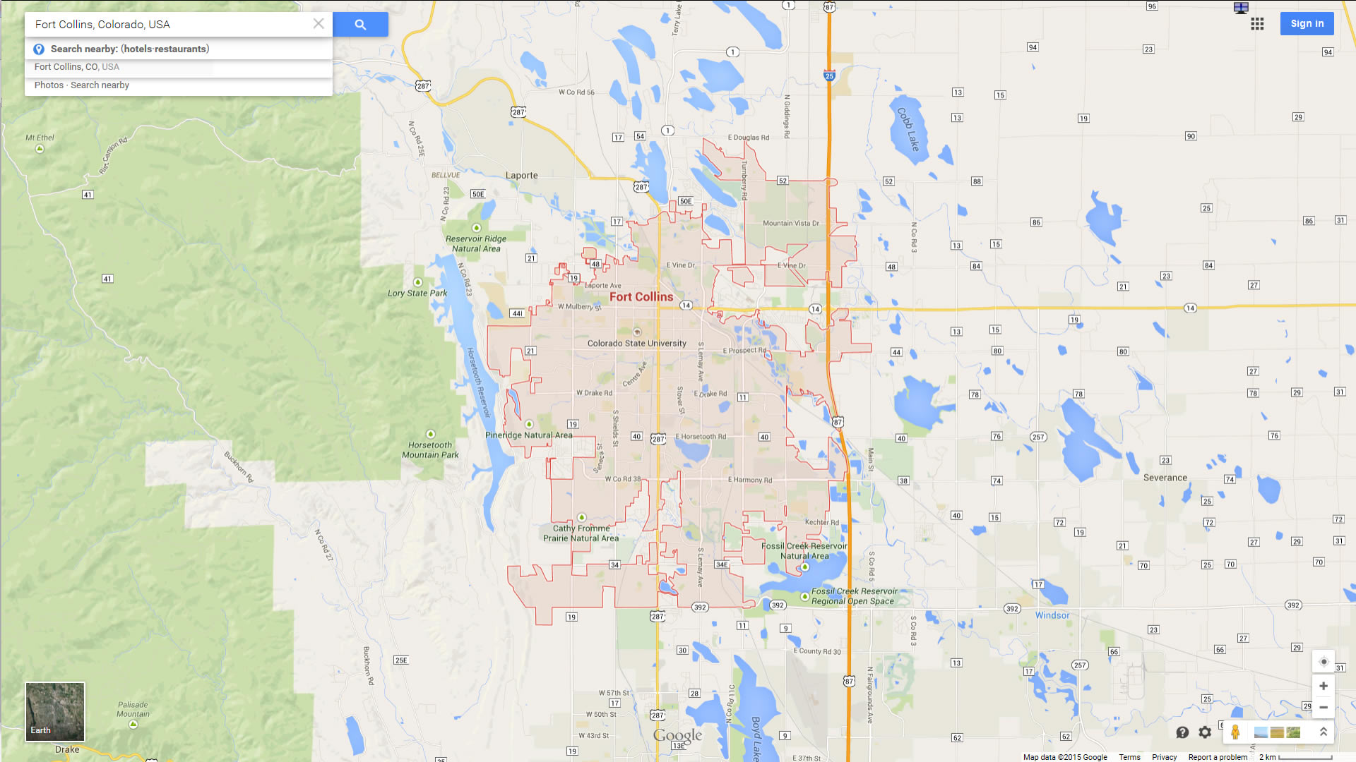 fort collins karte colorado us