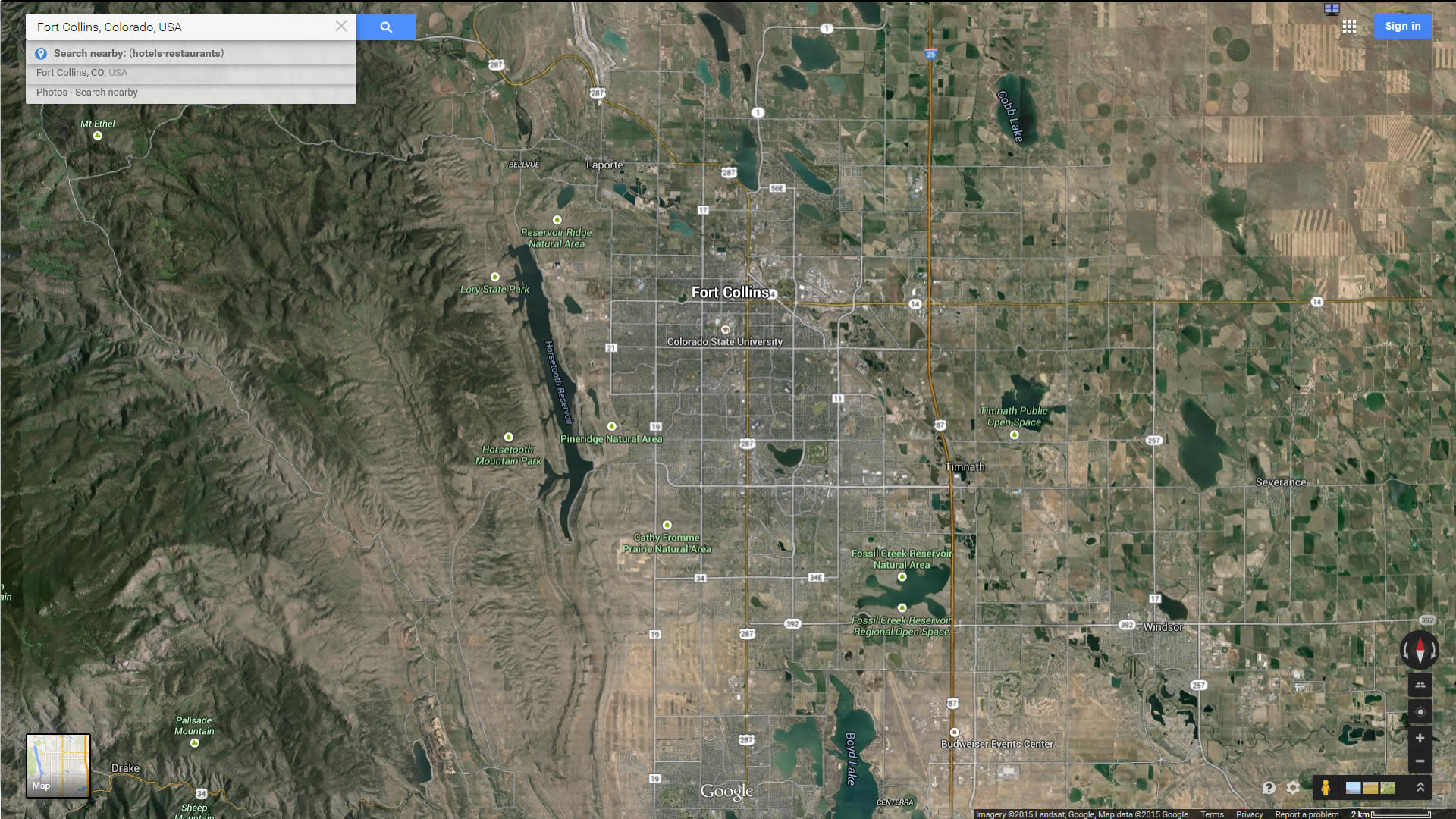 fort collins karte colorado us satellit