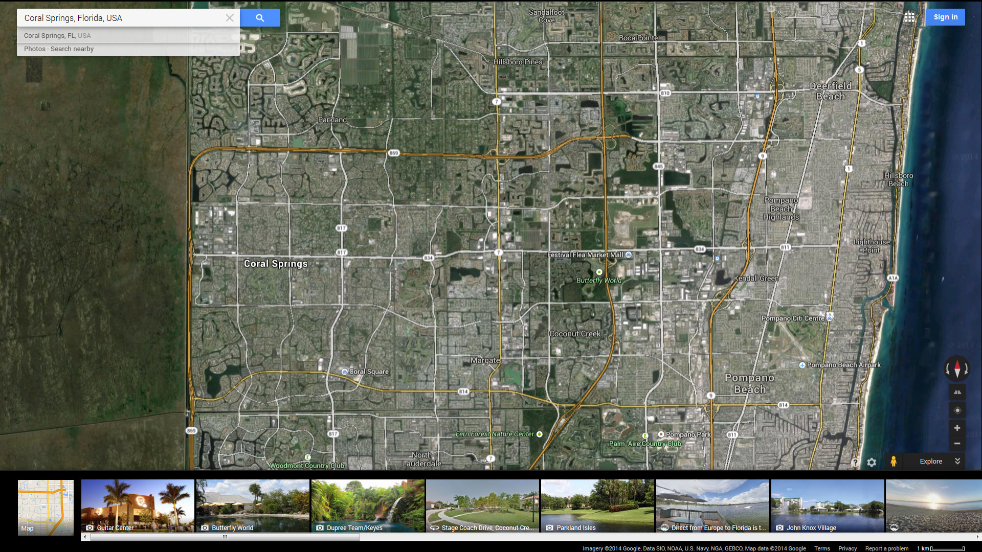 coral federn karte florida us satellit