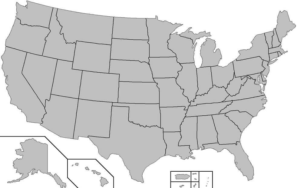 leer karte der Vereinigte Staaten