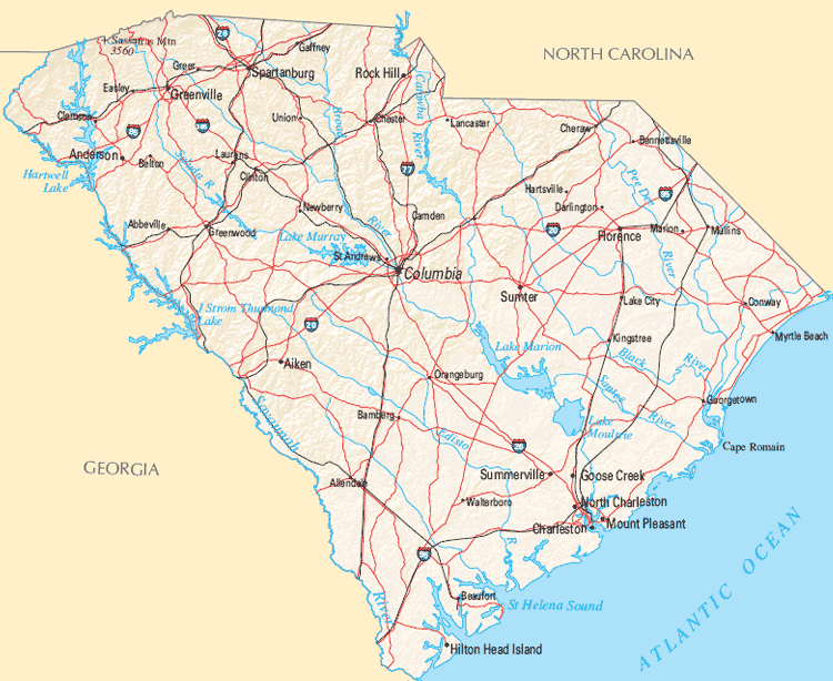 South Carolina Karte Vereinigte Staaten