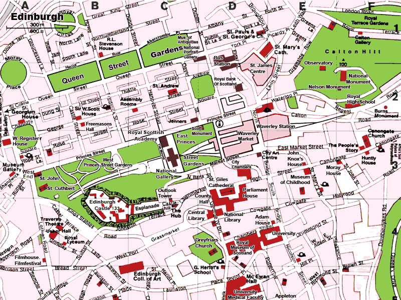Edinburgh stadt Centre karte