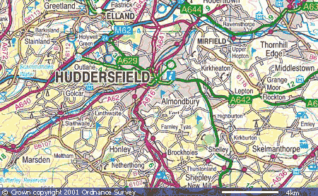 Huddersfield stadt karte