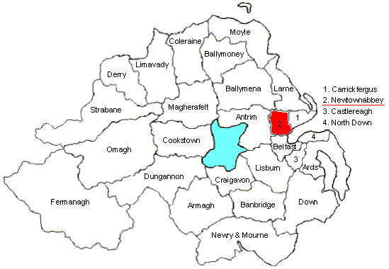 stadte karte von Newtownabbey