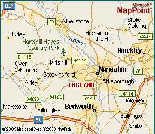 Nuneaton regionen karte