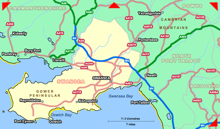 stadt von Swansea karte