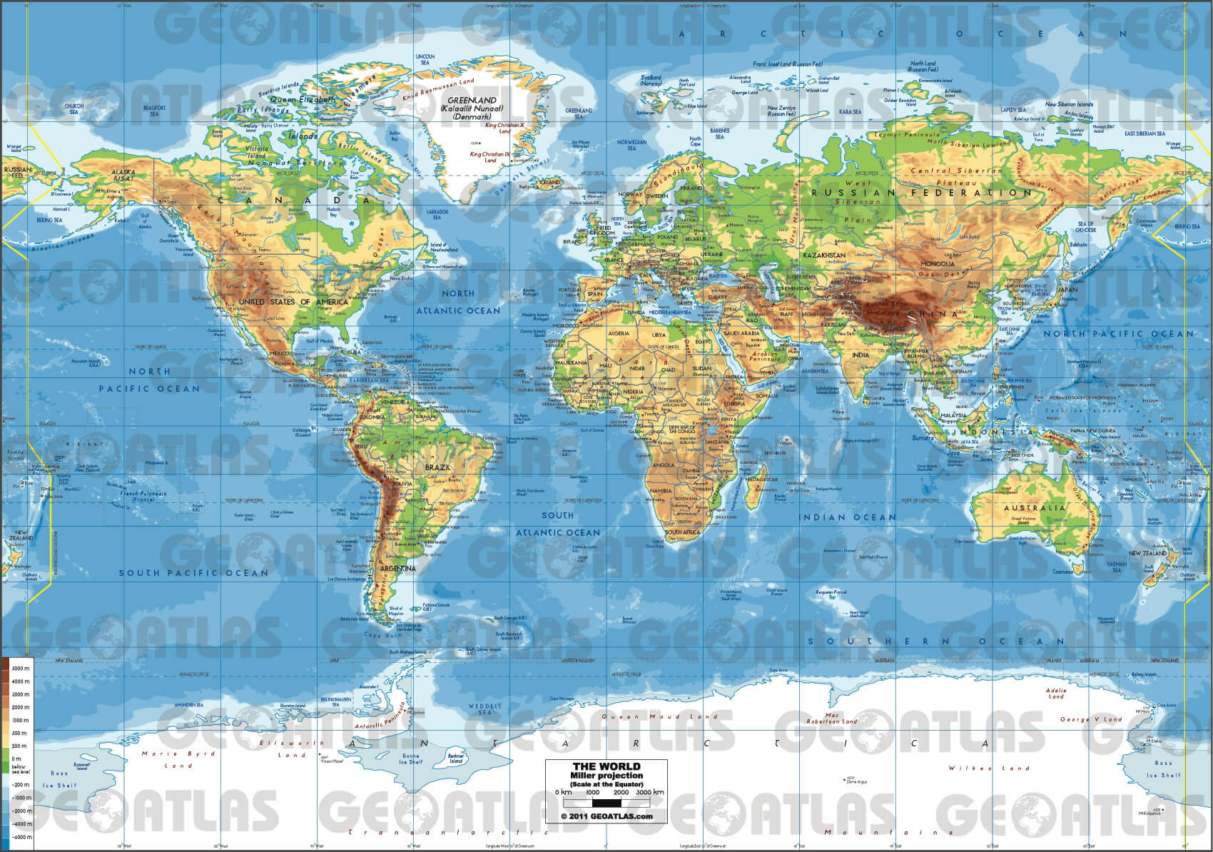 Politisch Weltkarte auf englisch
