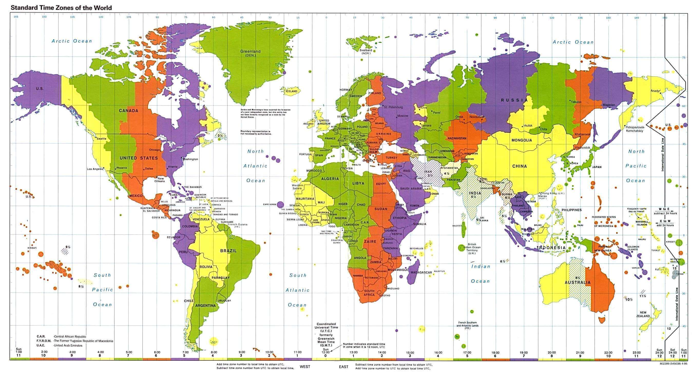 Standard zeitzonen karte der Welt und der vereinigten staaten