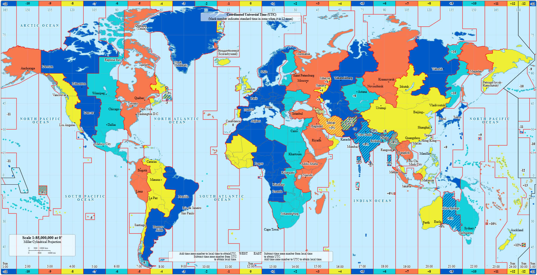 Zeitzonen der Welt utc