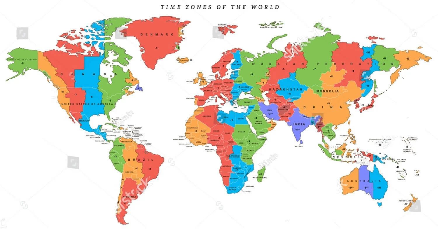 Zeitzonenkarte der Welt mitlandern