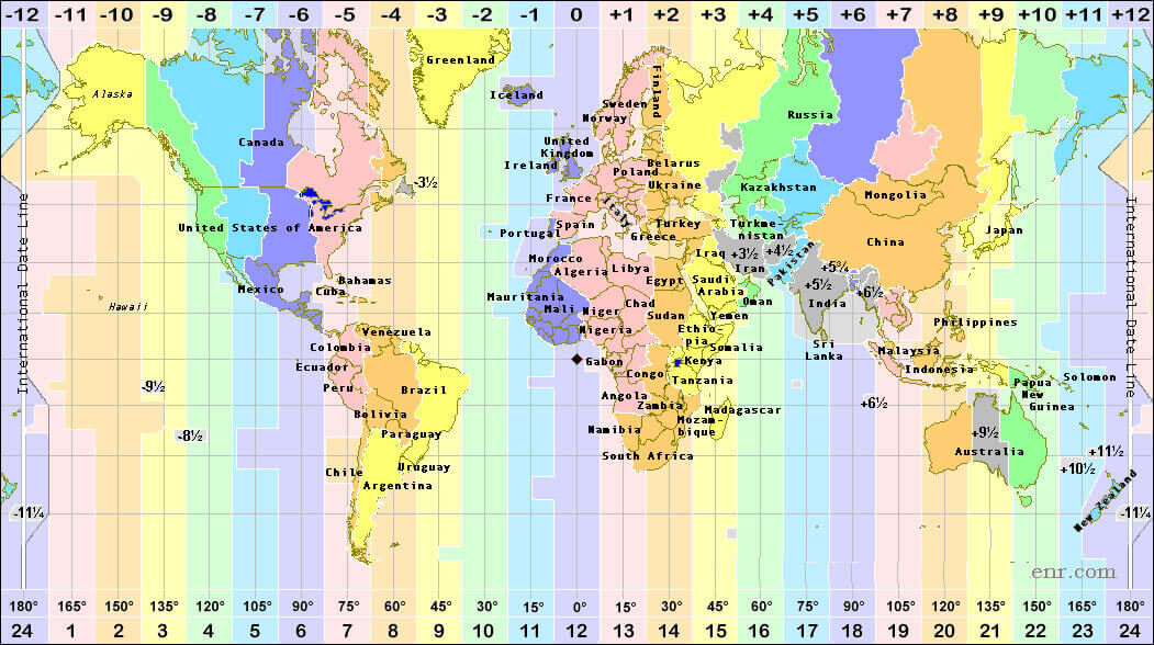 Zeitzonenkarte Welt und Afrika