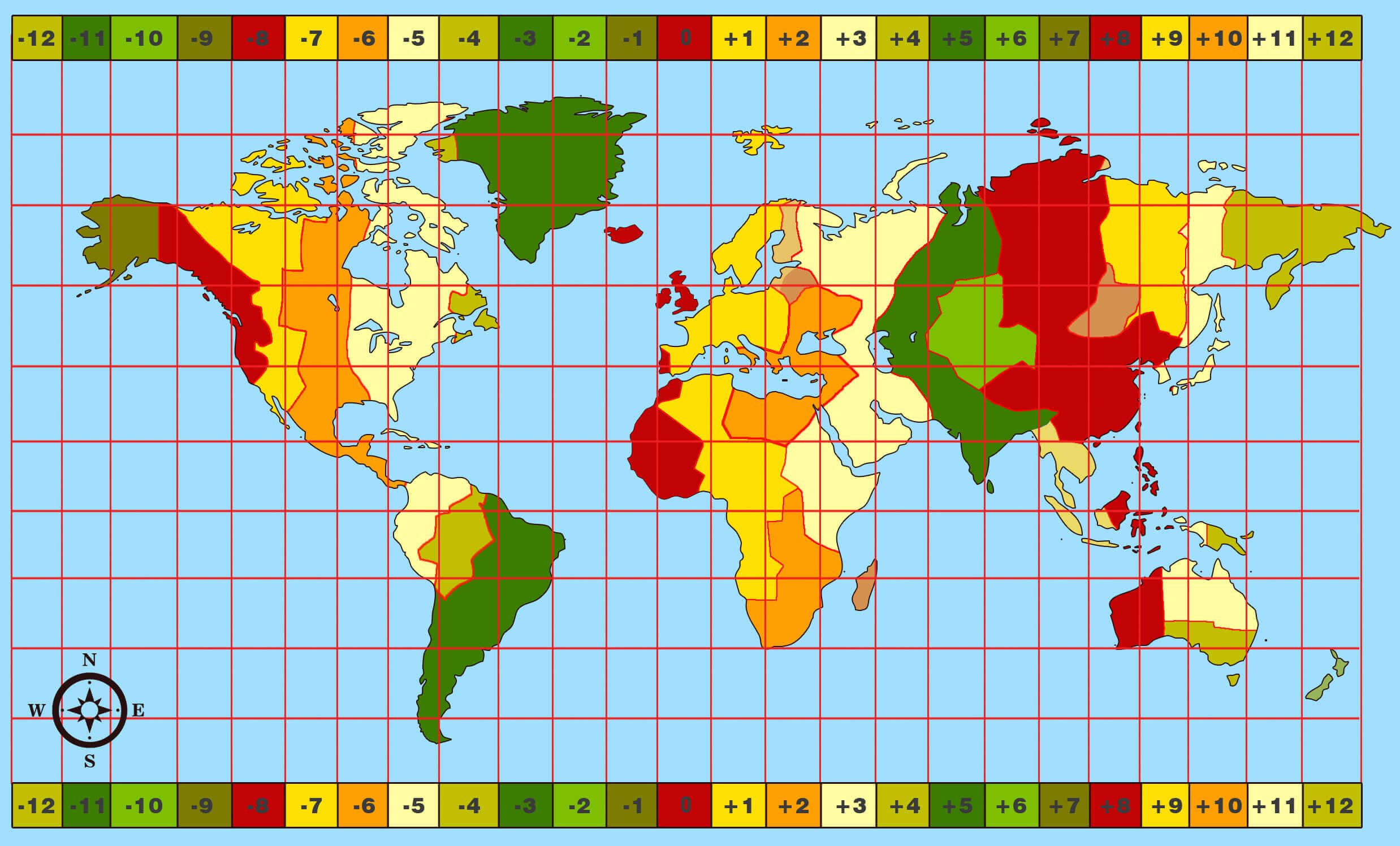 Zeitzonenkarte Welt und Westafrika
